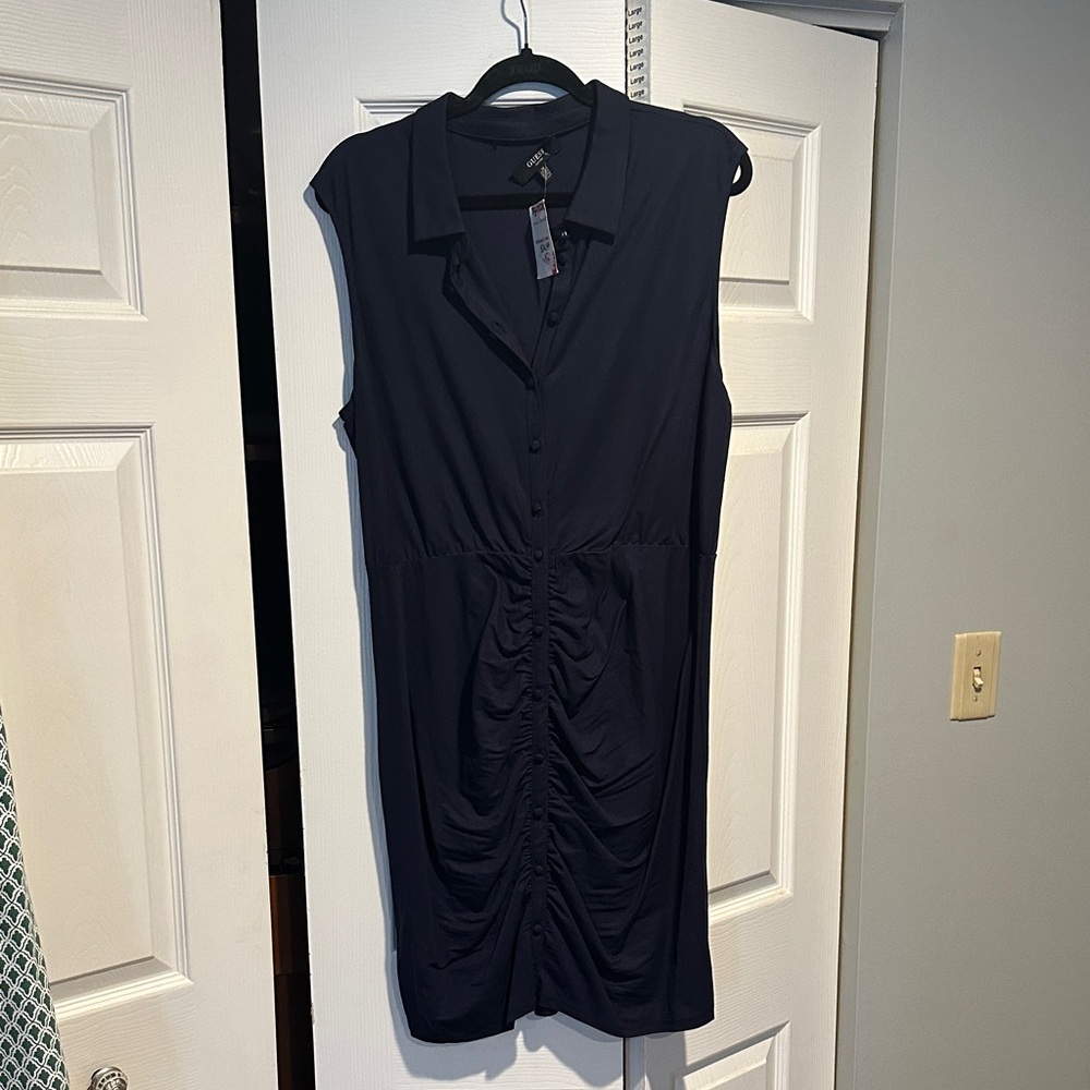 Guess Navy Ruched Dress